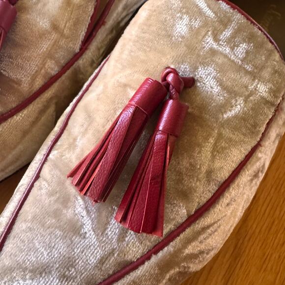 Saint G Saint Simona Cipra Velvet Tassel Moccasins Loafers in "Beige" Sz 7 - Picture 9 of 14